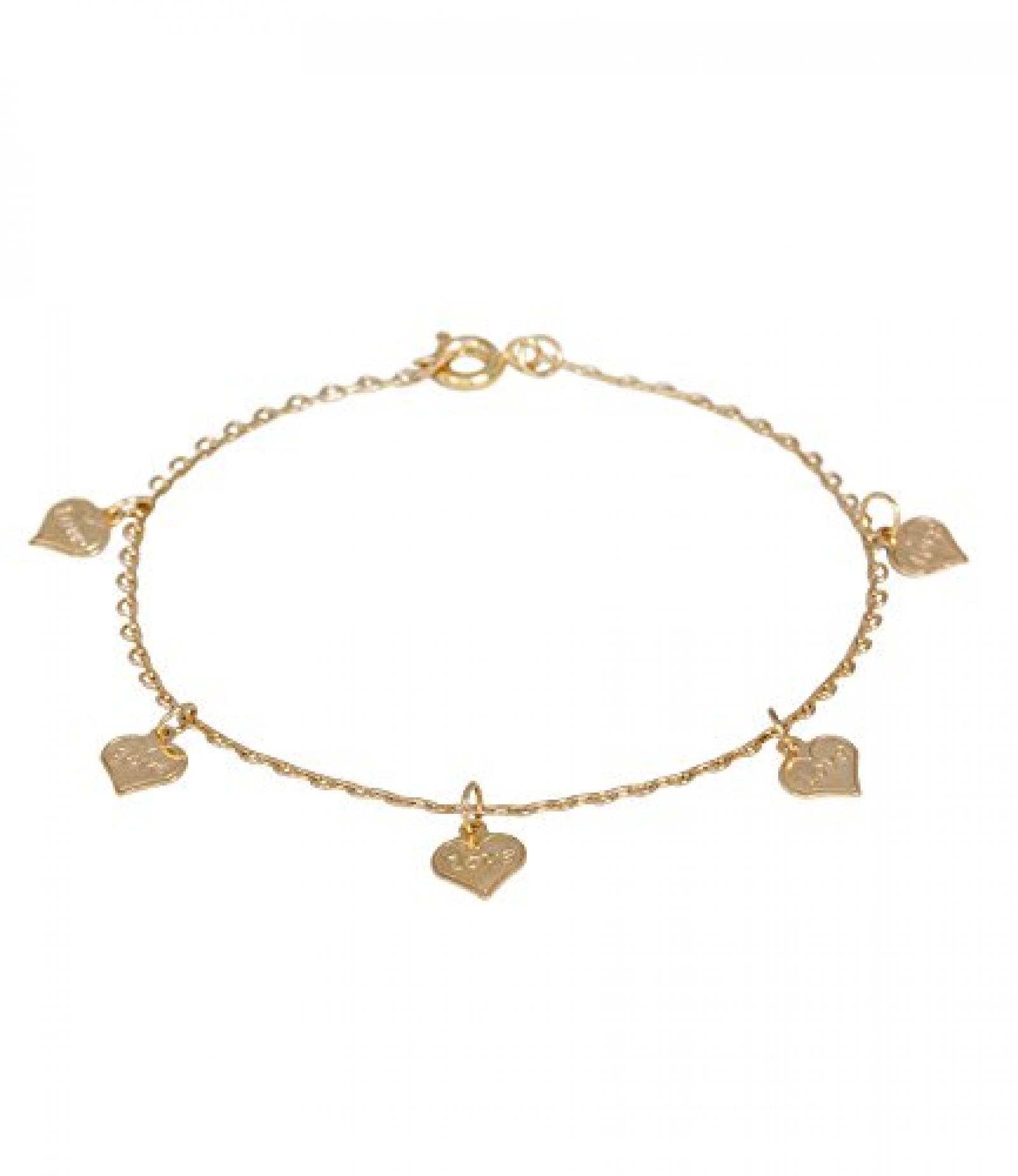 SIX "Symbols" goldenes Armband mit Herzen und Love Aufschrift (382-456) 